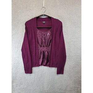 Apt 9 Womens Petite Small PS Sequin Collar Long Sleeve Double Blouse Office